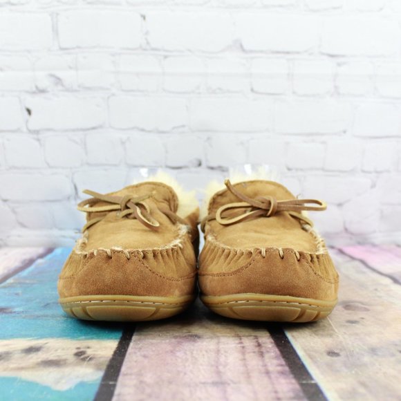 LL Bean Brown Wicked Good Shearling Lined Moccasin Slippers Size 10 M - Picture 4 of 9